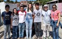 Professor, colaboradora e alunos do projeto de extensão em visita a comunidade São Rafael. (foto própria).