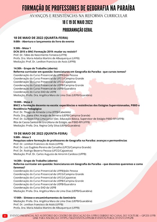 Seminário Formação de Professores de Geografia na Paraíba