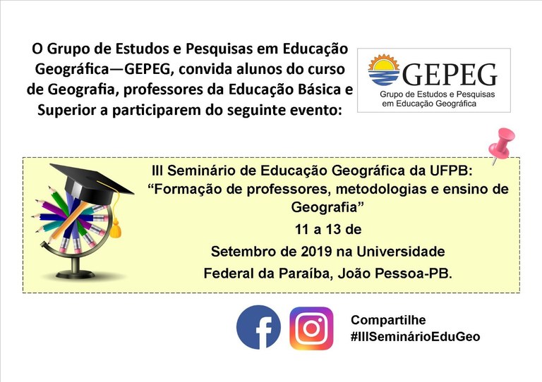 III Seminário de Educação Geográfica da UFPB