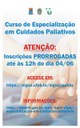 Prorrogado Inscrições Curso de Especialização em Cuidados Paliativos