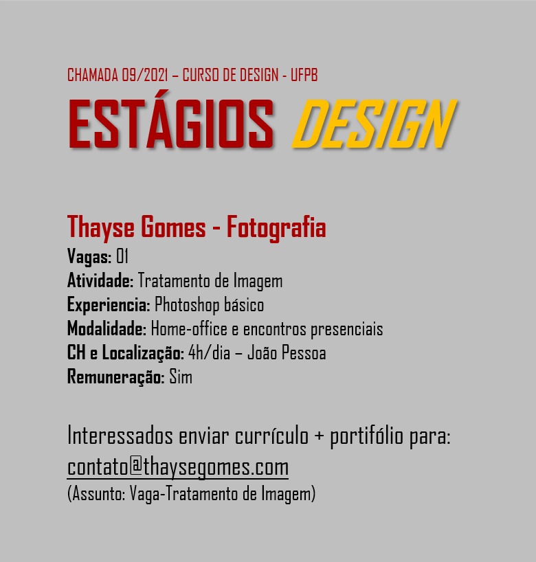 Estágio Thayse Gomes - Fotografia