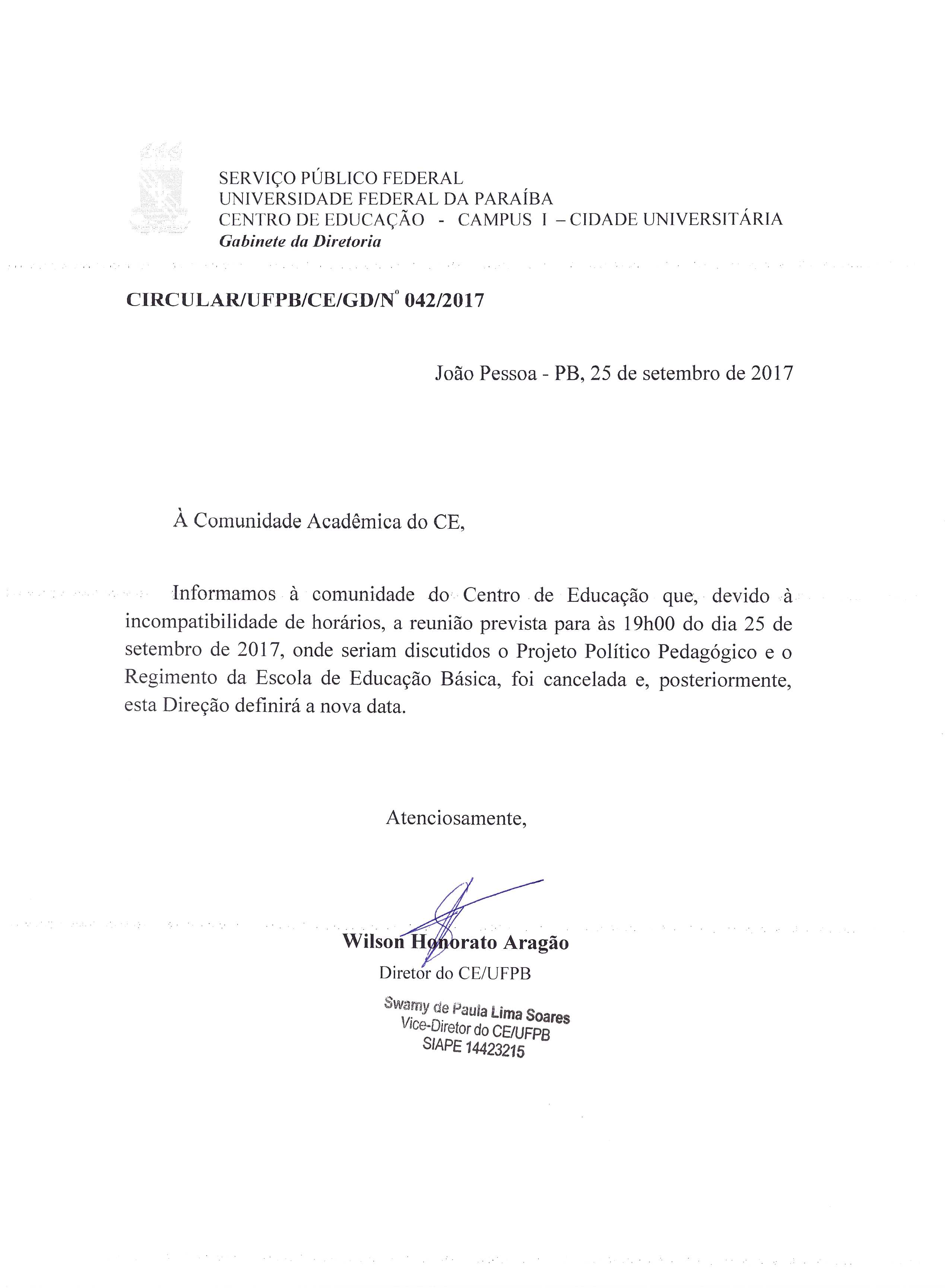 Cancelamento da Reunião