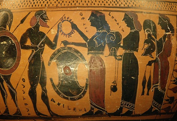 Aquiles recebe de Tétis as armas forjadas por Hefesto
