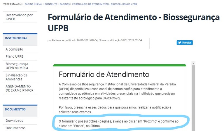 preenchimento do formulário