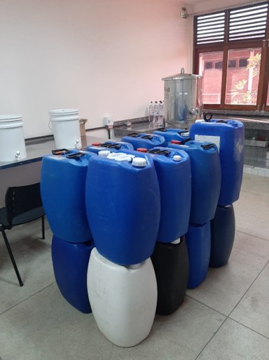 Encerrando a produção de 1000L de álcool 70°INPM