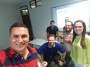 Profa. Elaine Rocha, Diretor Cleverton Fernandes e participantes do mini-curso sobre "Propriedade Intelectual".
