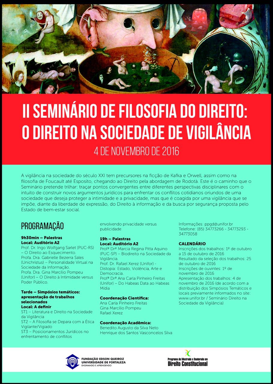 II SEMINÁRIO DE FILOSOFIA DO DIREITO : O DIREITO NA SOCIEDADE DE VIGILACIA