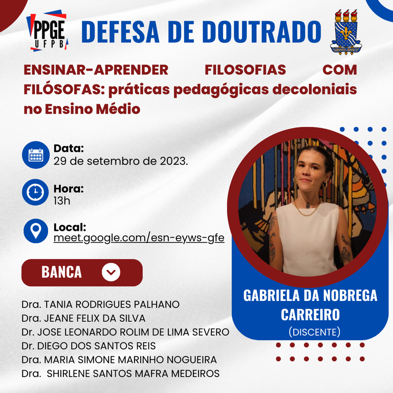 BANCA DE DOUTORADO GABRIELA CARREIRO