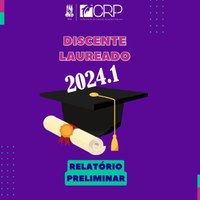 Ao centro da figura, observa-se um capelo preto e um canudo de formatura, sobre fundo roxo; abaixo, texto dizendo "relatório preliminar"; acima logomarca da coordenação do curso de relações públicas e o brasão da UFPB