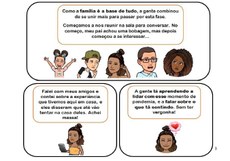 A partir das experiências vivenciadas por uma família durante a pandemia, cartilha aborda alterações psicossociais, estratégias para enfrentamento e serviços de saúde voltados para a saúde mental. Crédito: Projeto Xô, Covid/UFPB