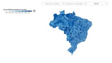 O mapa dinâmico apresenta o Índice de Desenvolvimento Humano Municipal (IDHM) por estado e por munícipio, nas dimensões de longevidade, educação e renda. Crédito: Labimec/UFPB